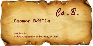 Csomor Béla névjegykártya